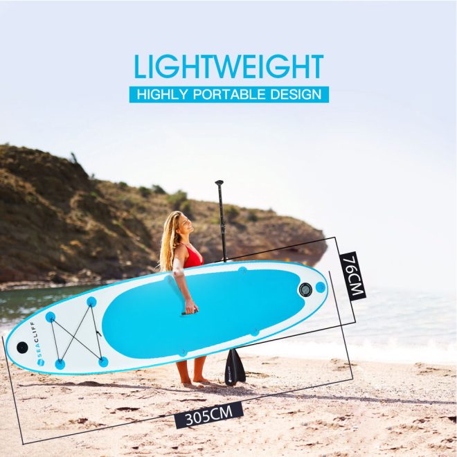 SEACLIFF 10ft Stand Up Paddle Board SUP Paddleboard Inflatable Standing 305cm. – White and Blue