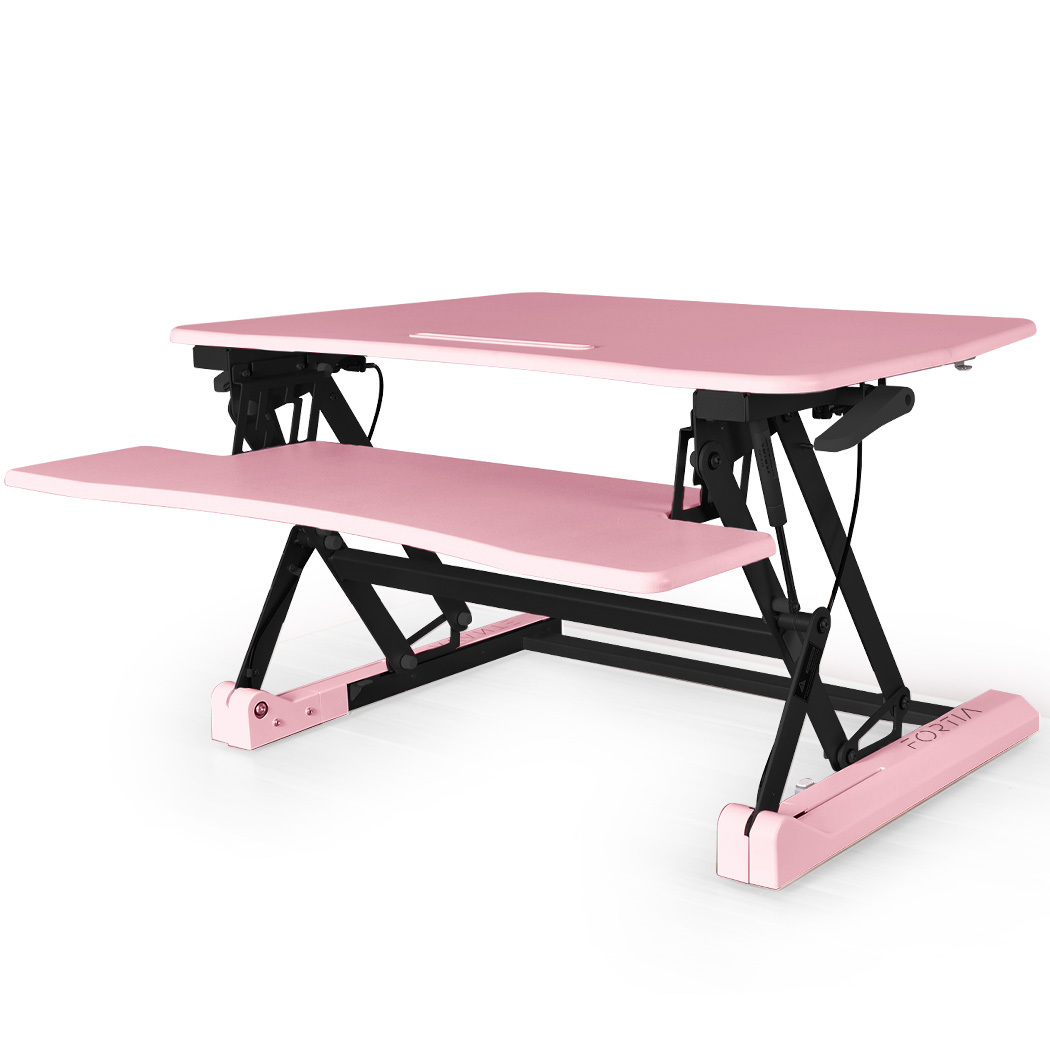 FORTIA Height Adjustable Standing Desk Riser Sit/Stand Computer Desktop Office. – Pink