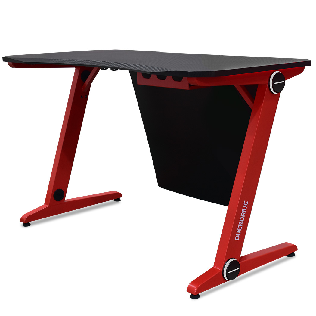 OVERDRIVE Gaming Desk 120cm PC Table Setup Computer Carbon Fiber Style – Black and Red