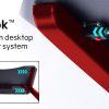 OVERDRIVE Gaming Desk 120cm  Computer PC LED Lights Carbon Fiber Look – Black and Red