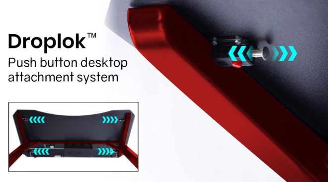 OVERDRIVE Gaming Desk 120cm  Computer PC LED Lights Carbon Fiber Look – Black and Red