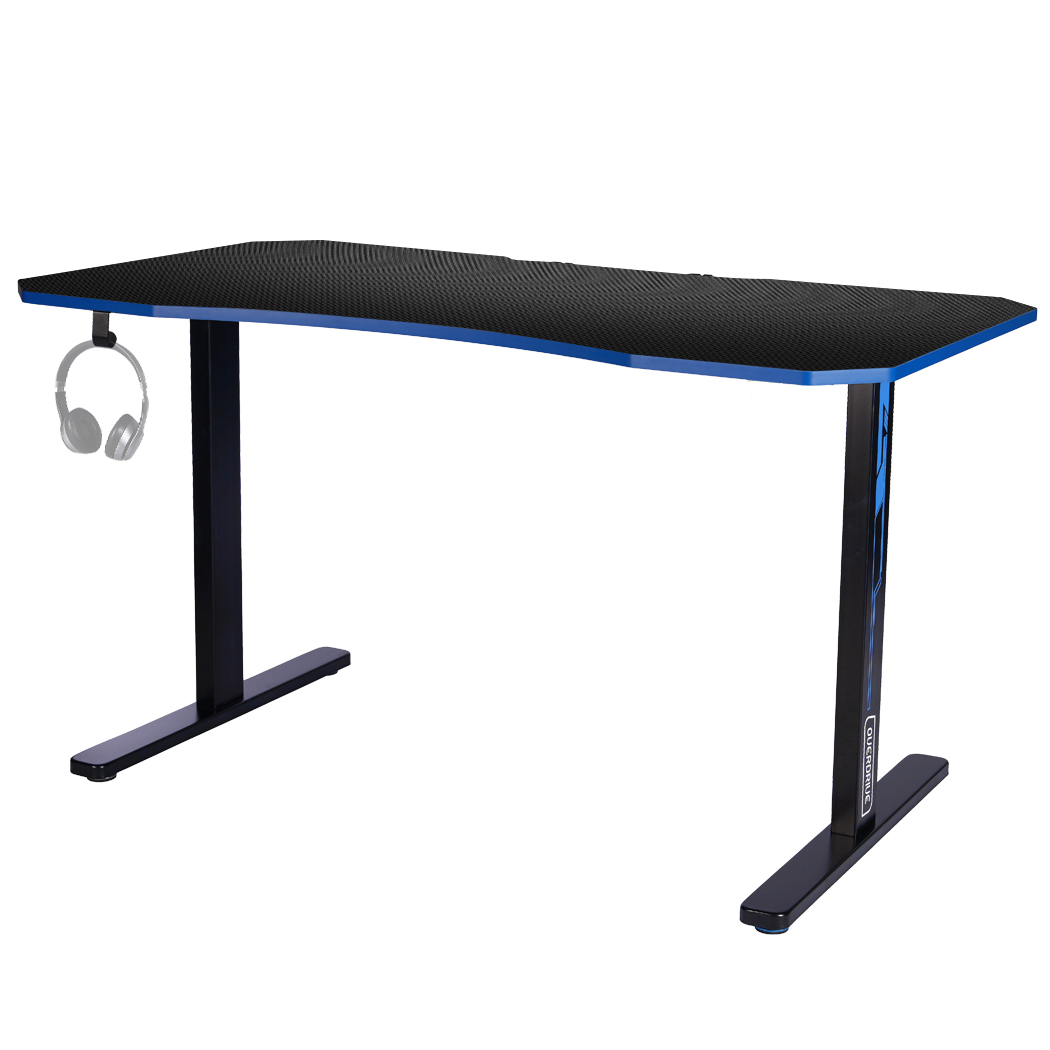 OVERDRIVE Gaming Desk 139cm PC Table Setup Computer Carbon Fiber Style – Black and Blue