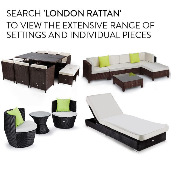 LONDON RATTAN 1pc Sofa Outdoor Furniture Setting – Steel Frame Garden Lounge. – Dark Grey