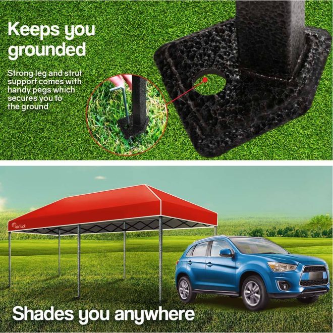 Red Track 3x6m Folding Gazebo Shade Outdoor Foldable Marquee Pop-Up – Red