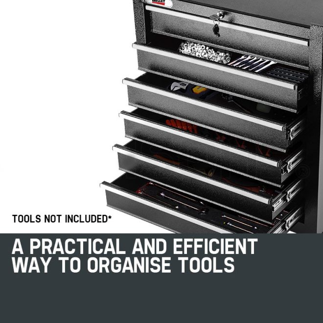BULLET 6 Drawer Tool Box Cabinet Trolley Garage Toolbox Storage Mechanic Chest – Black