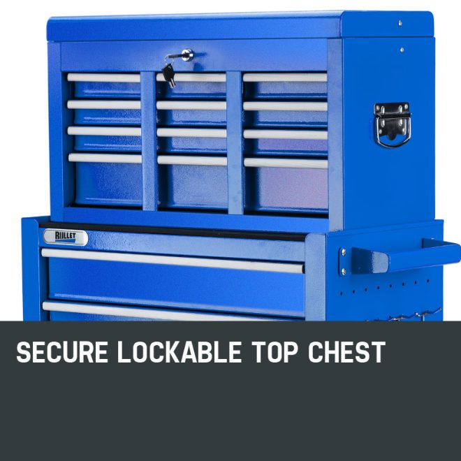 BULLET 8 Drawer Tool Box Cabinet Chest Storage Toolbox Garage Organiser Set – Blue