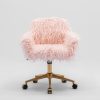 Fluffy Office Chair Faux Fur Modern Swivel Desk Chair for Women And Girls-Pink