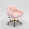 Fluffy Office Chair Faux Fur Modern Swivel Desk Chair for Women And Girls-Pink