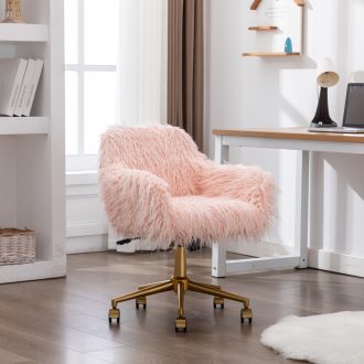 Fluffy Office Chair Faux Fur Modern Swivel Desk Chair for Women And Girls