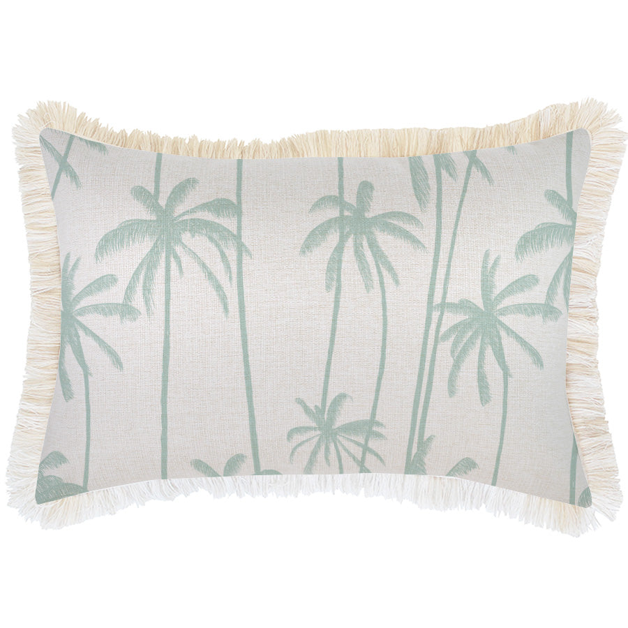 Cushion Cover-Coastal Fringe-Tall-Palms-Mint – 35×50 cm