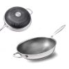304 Stainless Steel Non-Stick Stir Fry Cooking Kitchen Wok Pan with Lid Honeycomb Double Sided – 32 cm