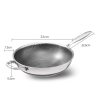 304 Stainless Steel Non-Stick Stir Fry Cooking Kitchen Wok Pan with Lid Honeycomb Double Sided – 32 cm