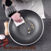 304 Stainless Steel Non-Stick Stir Fry Cooking Kitchen Honeycomb Wok Pan with Lid – 34 cm