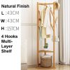 Bamboo Clothes Coat Rack Garment Stand Shelf Tree Hanger Bag Hat Hook Holder – Natural