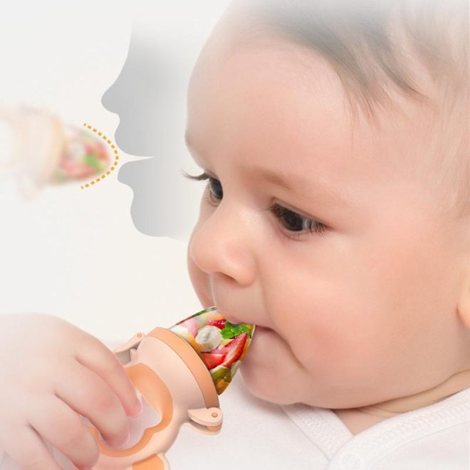 2 X Newborn Baby Food Fruit Nipple Feeder Pacifier Safety Silicone Feeding Tool – Large, Blue