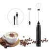 USB Charging Electric Egg Beater Milk Frother Handheld Drink Coffee Foamer AU with 2 Stainless Steel Whisks – Black