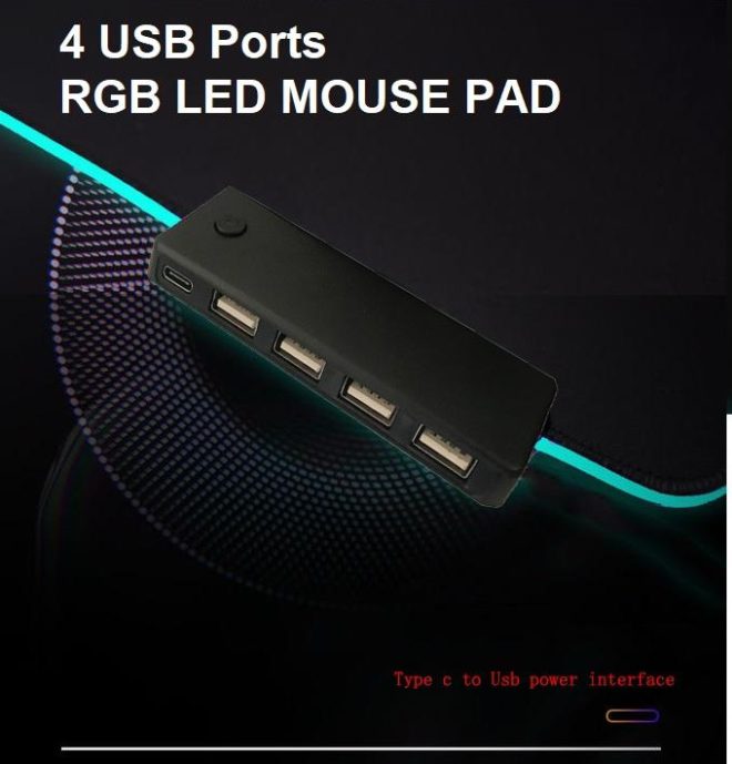 LED Gaming Mouse Pad Large 4 USB Ports RGB Extended Mousepad Keyboard Desk Anti-slip Mat