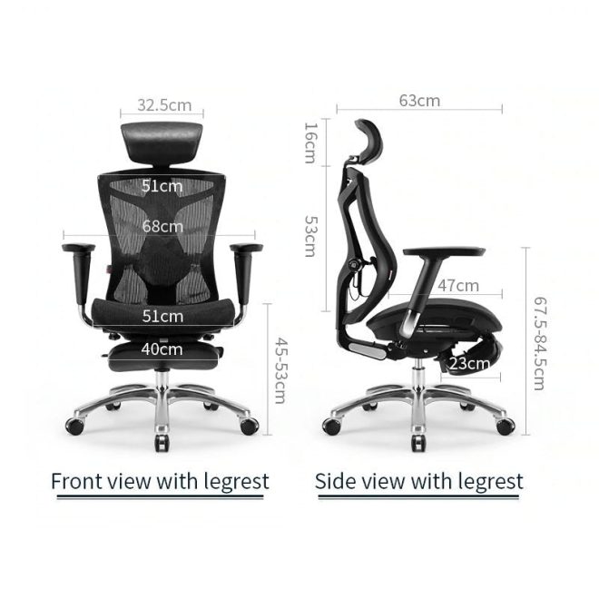 Sihoo Ergonomic Office Chair V1 4D Adjustable High-Back Breathable With Footrest And Lumbar Support – Grey