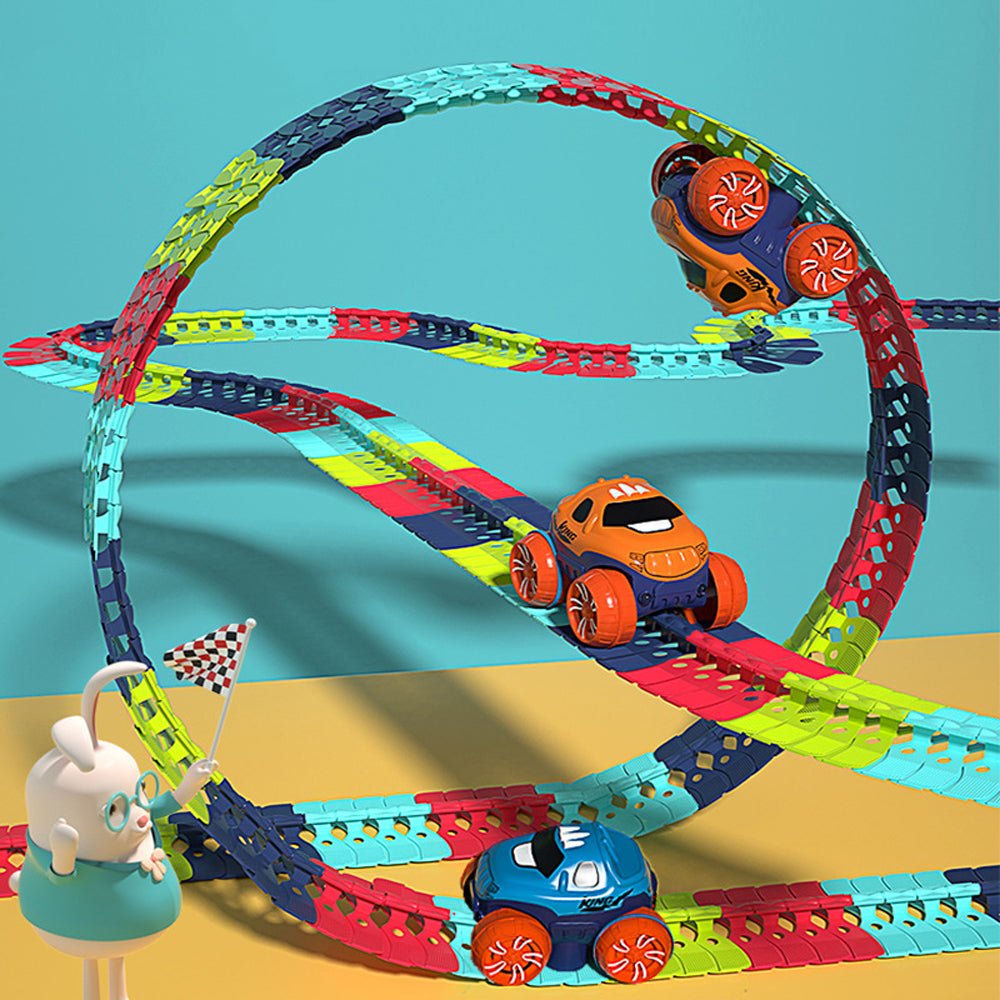 Changeable Track In The Dark Track with LED Light-Up Race Car Flexible Track Toy – 92 Pcs