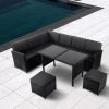 Ella 8-Seater Modular Outdoor Garden Lounge and Dining Set with Table and Stools – Black