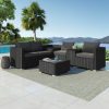 Modular Outdoor Wicker Lounge Set – Black, 1 x Square Coffee Table + 2 x Corner Sofa + 2 x One Seater + 1 x Side Table + 1 x Corner Storage