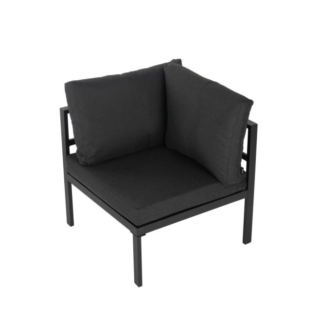 Outdoor Minimalist Lounge Set – Charcoal Grey, 2 X Corner sofa + 4 X Armless Sofa + 1 X Coffee Table