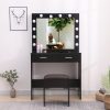 Fidel Vanity Set with Cushioned Stool and Lighted Mirror – Black