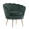 Shell Scallop Lounge Chair Accent Velvet – Green, Armchair