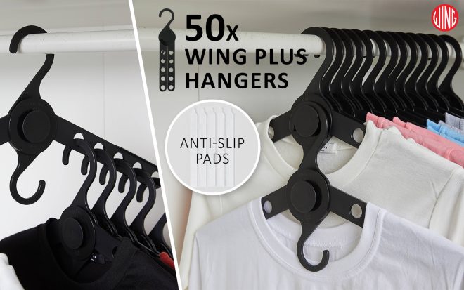 WING 50 Set Plus Hanger Multiple Clothes Rack Organizer Foldable – Black