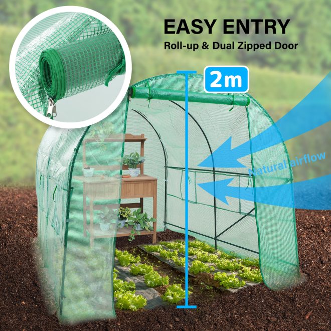 Dome Tunnel Hoop Polytunnel Greenhouse Walk-In Shed PE – 3x2x2 m