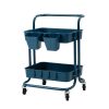 Trolley Cart Storage Utility Rack Organiser Swivel Kitchen – Blue, 2 Tier