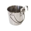 2 x 3.8L Stainless Steel Pet Parrot Feeder Dog Cat Bowl Water Bowls Flat Sided Bucket with Riveted Hooks
