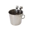 2 x 946ml Stainless Steel Pet Parrot Feeder Dog Cat Bowl Water Bowls Flat Sided Bucket with Riveted Hooks