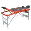 3 Fold Portable Aluminium Massage Table Massage Bed Beauty Therapy. – Black and Orange