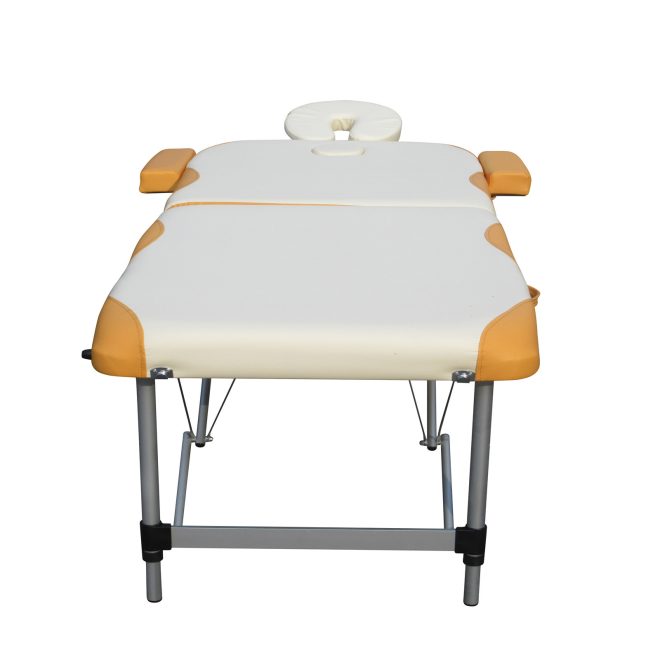 Fold Portable Aluminium Massage Table Massage Bed Beauty Therapy – 98x65x17 cm, White and Yellow