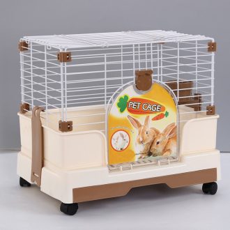 Small Pet Rabbit Cage Guinea Pig Crate Kennel With Potty Tray And Wheel