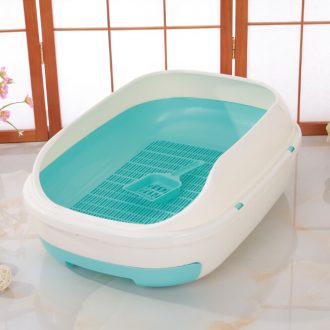 Large Portable Cat Toilet Litter Box Tray with Scoop and Grid Tray