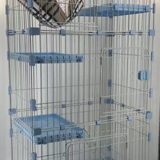 146 cm Pet 4 Level Cat Cage House With Litter Tray & Wheel 72x47x146 cm