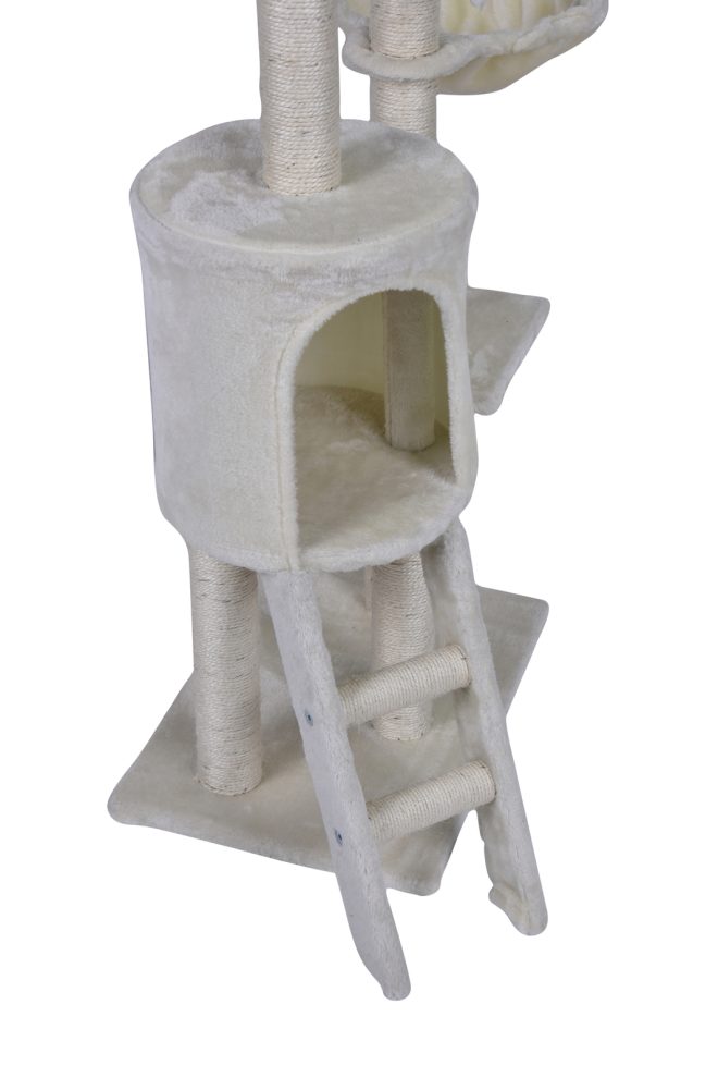 138cm Cat Scratching Post Tree Post House Tower with Ladder – Beige