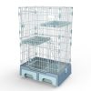 134 cm Pet 3 Level Cat Cage House With Litter Tray And Storage Box – Blue