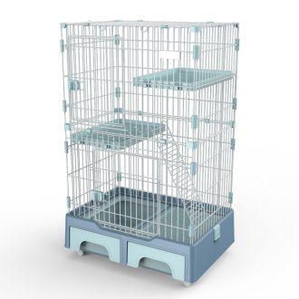134 cm Pet 3 Level Cat Cage House With Litter Tray And Storage Box