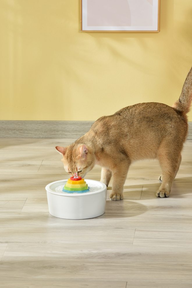 Ceramic Electric Pet Water Fountain Dog Cat Water Feeder Bowl Dispenser – Round