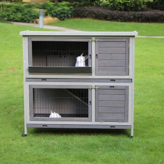 110cm XL Double Storey Rabbit Hutch Guinea Pig Cage , Ferret Cat cage W Wheel & Pull Out Tray