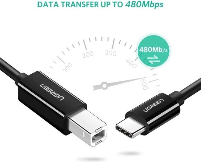USB-C to USB 2.0 Print Cable 2m (Black) 50446