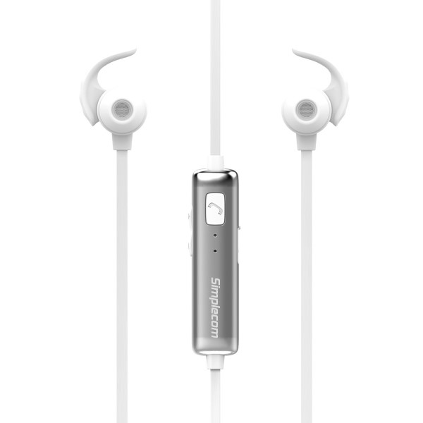 Simplecom BH310 Metal In-Ear Sports Bluetooth Stereo Headphones – White