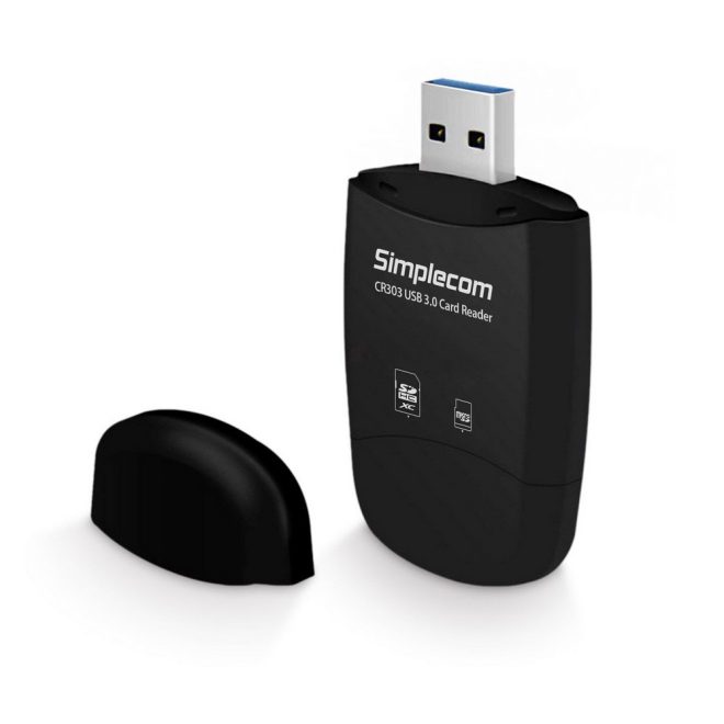 CR303 2 Slot SuperSpeed USB 3.0 Card Reader with Dual Caps