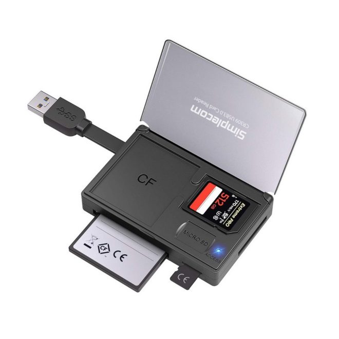 CR309 3-Slot SuperSpeed USB 3.0 Card Reader with Card Storage Case