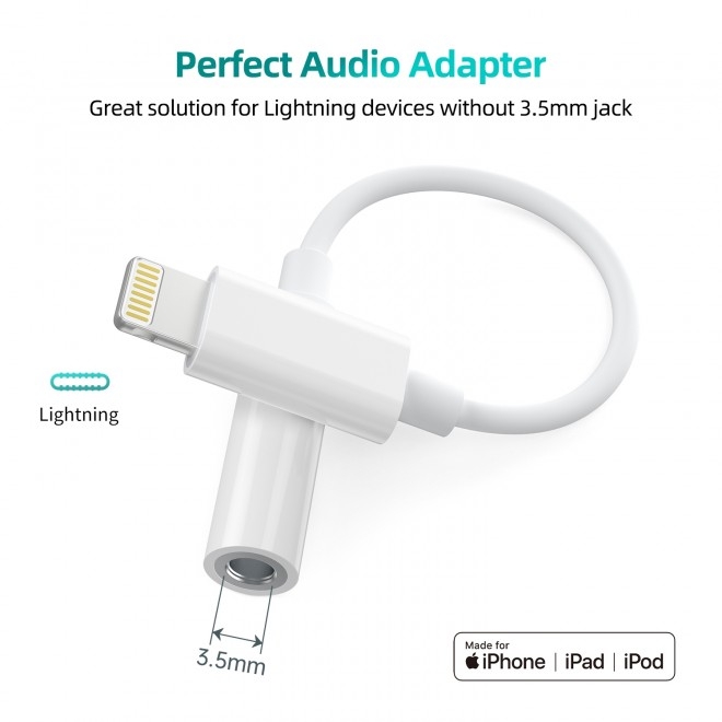 AUX005 iPhone 8-pin to 3.5mm Headphone Adapter