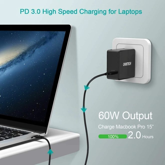 Q4004 60W PD 3.0 Type-C Fast Charging Foldable Adapter USB-C Charger