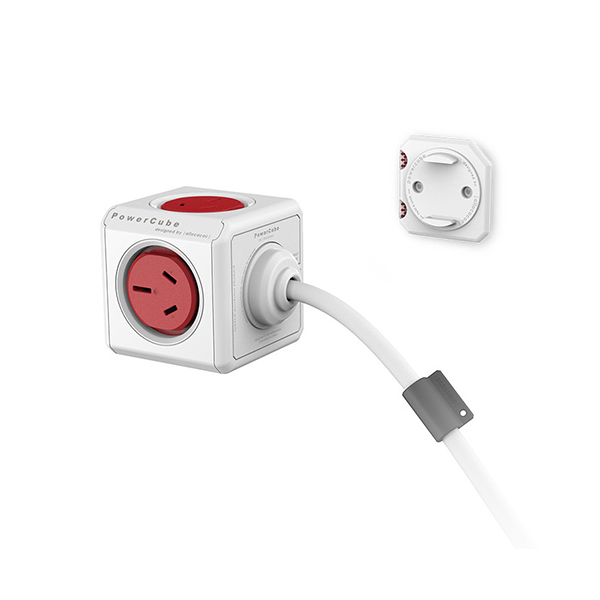 ALLOCACOC POWERCUBE Extended Boston Red 5 Outlets with CABLE – 1.5m